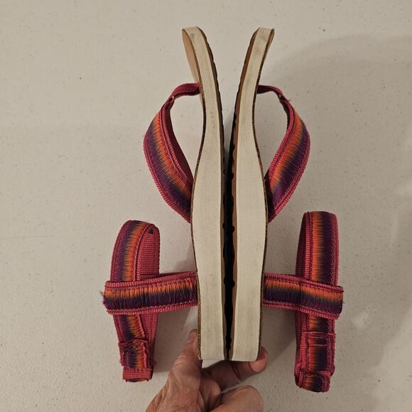 Teva Original Universal Ombre Leather Soled Sandals Size 6 Hot Pink Rainbow - Picture 5 of 7